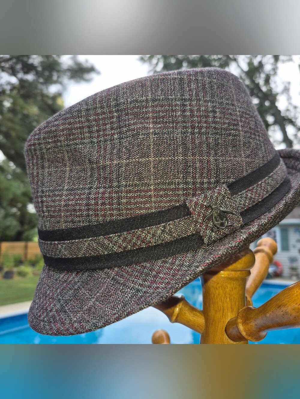 Men's Original Penguin Plaid Fedora Hat Size L/XL